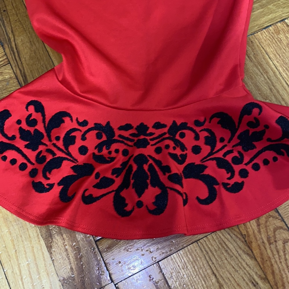 Red Peplum Top - Picture 3 of 5